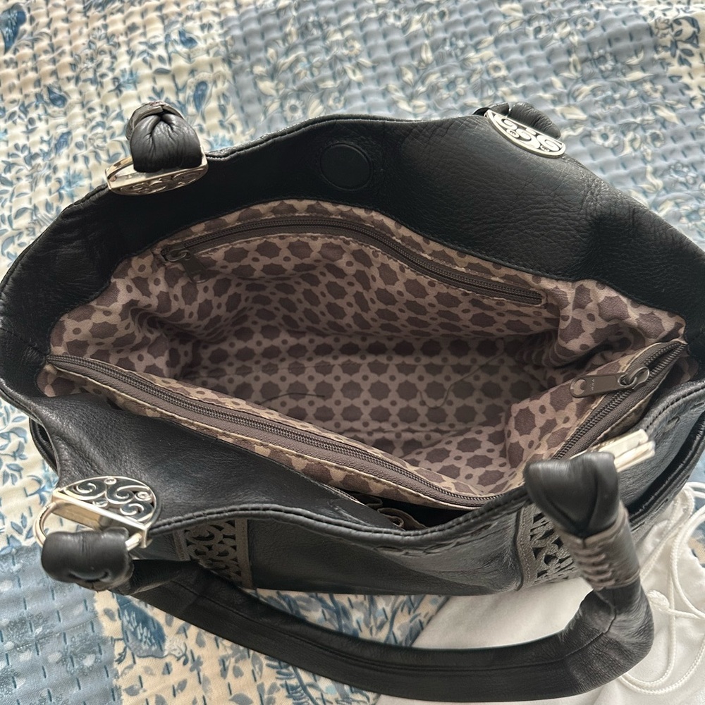 Brighton Black Leather Shoulder Bag with Silver Accents - Picture 10 of 11